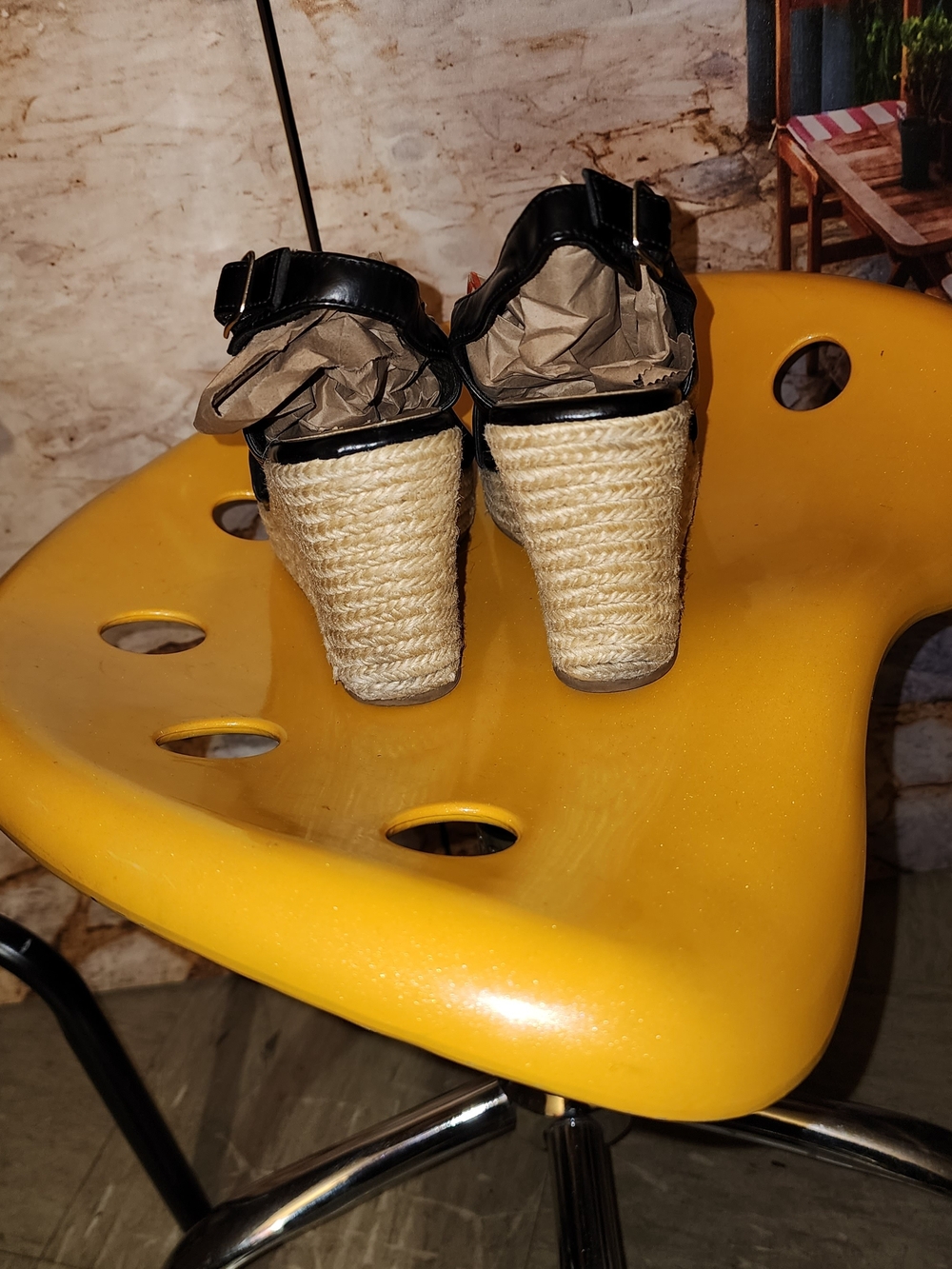 American Eagle Women's Black Espadrille Wedge Sandals - Picture 5 of 7